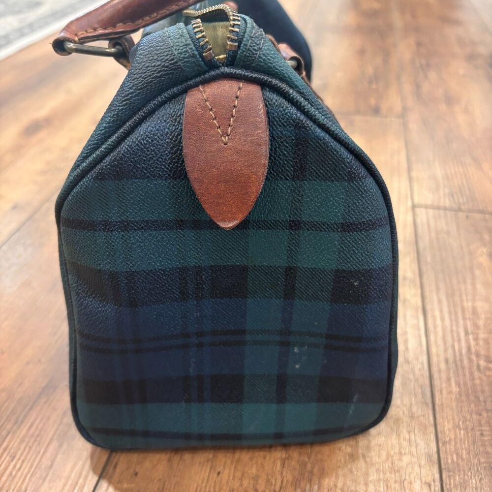 Vintage Polo Ralph Lauren Mini Boston Bag Blackwatch Green PVC Leather Handbag - Picture 5 of 14